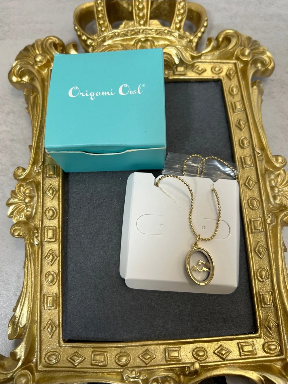 Gold-Tone Oval Pendant Necklace with Heart Accent - Women Jewelry